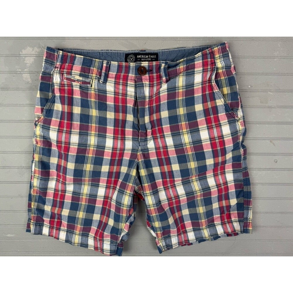 American Eagle Size 32 Mens Shorts Plaid Classic Bermuda